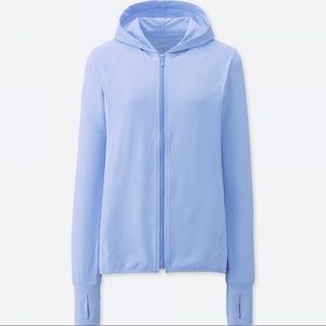 Uniqlo airism UV cut long sleeve hoodie blue XS